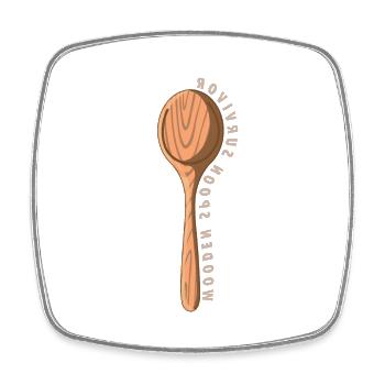 Wooden Spoon Survivor Meme Adulting Funny Italian - Viereckiger Kühlschrankmagnet - Weiß - Vorne