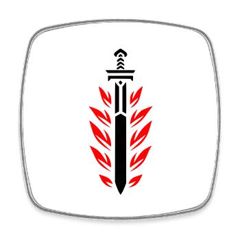Flaming Sword - Square fridge magnet - white - Front