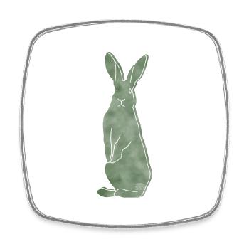 "Hase", Boho Line Art Design, Serie „Woods“ - Viereckiger Kühlschrankmagnet - Weiß - Vorne