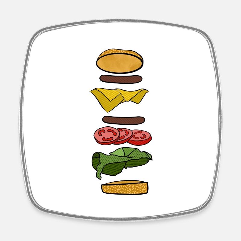 Burger - Magnet carré - blanc