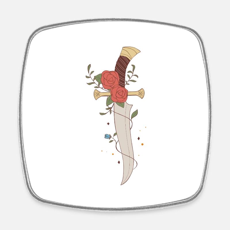 Couteau de roses - Magnet carré - blanc