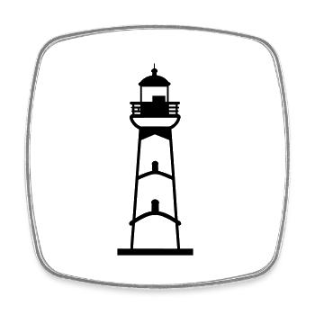 Leuchtturm - Viereckiger Kühlschrankmagnet - Weiß - Vorne