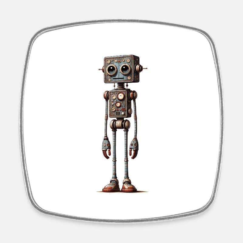 Roboterfrau - Viereckiger Kühlschrankmagnet - Weiß