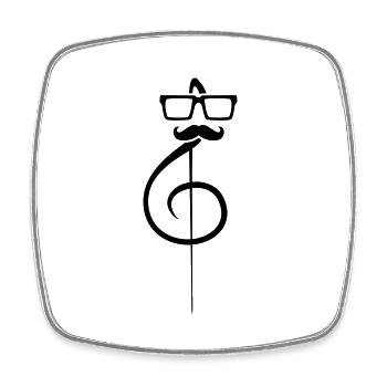 Musik Notenschlüssel Note Schnurrbart Nerd Geek - Viereckiger Kühlschrankmagnet - Weiß - Vorne