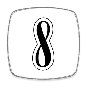 8 Zahl symbol - Viereckiger Kühlschrankmagnet - Weiß - Vorne