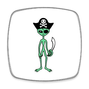 Alien Pirate Capitaine Casquette Drôle Alien - Magnet carré - blanc - Devant