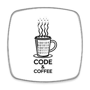 Code & Coffee – Perfect Duo - Square fridge magnet - white - Front