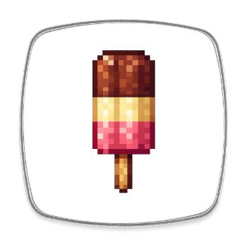 Retro Pixel Eis am Stiel - Viereckiger Kühlschrankmagnet - Weiß - Vorne