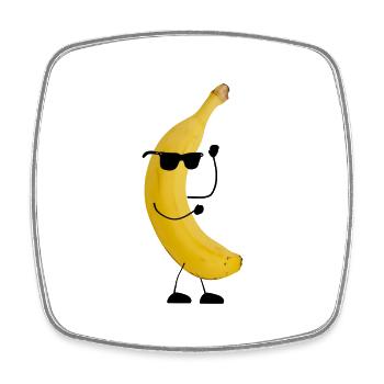 banane avec visage - Magnet carré - blanc - Devant
