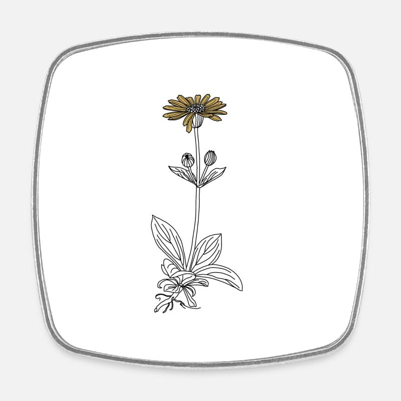 Blume Arnika - Viereckiger Kühlschrankmagnet - Weiß