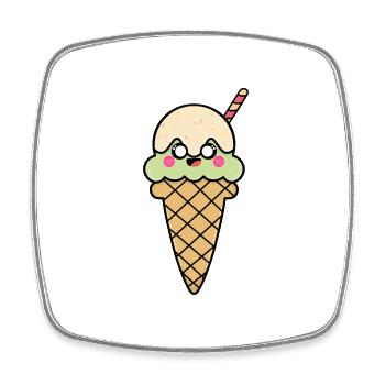 Crème glacée cornet de crème glacée douce Mignon Idée cadeau de crème glacée - Magnet carré - blanc - Devant