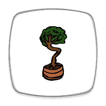 Kleiner Baum Bonsai - Viereckiger Kühlschrankmagnet - Weiß - Vorne