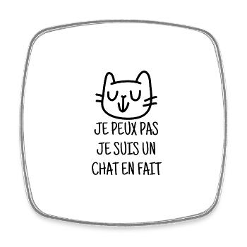 je peux pas je suis un chat en fait - Magnet carré - blanc - Devant