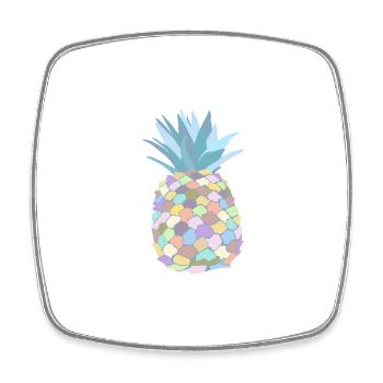 Pastel-coloured pineapple - Square fridge magnet - white - Front