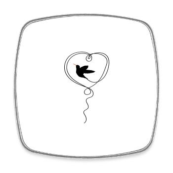 Hummingbird Heart - Square fridge magnet - white - Front