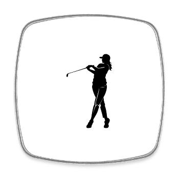Golfer Frau Symbol - Viereckiger Kühlschrankmagnet - Weiß - Vorne