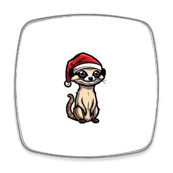 Suricate Noël - Magnet carré - blanc - Devant