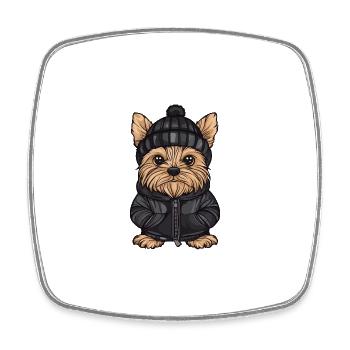 Yorkshire Terrier Hund Winter - Viereckiger Kühlschrankmagnet - Weiß - Vorne