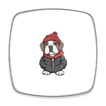 Chien Mastiff Hiver - Magnet carré - blanc - Devant