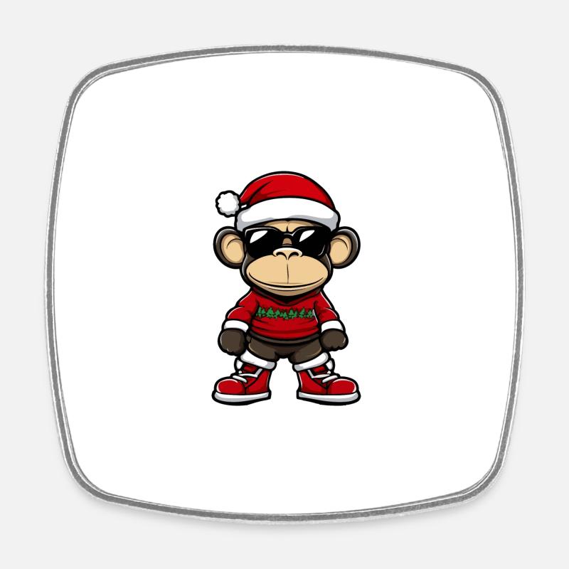 Singe Noël Noël - Magnet carré - blanc