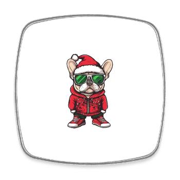 Bouledogue Français Chien Noël Noël - Magnet carré - blanc - Devant