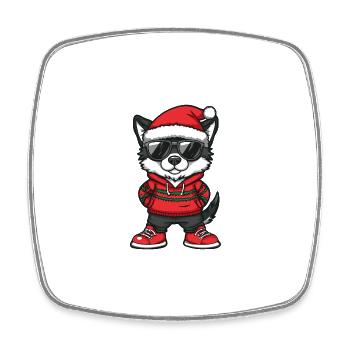 Akita Hund Weihnachten X-Mas - Viereckiger Kühlschrankmagnet - Weiß - Vorne