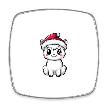 Alpaca Llama Christmas Cute - Square fridge magnet - white - Front