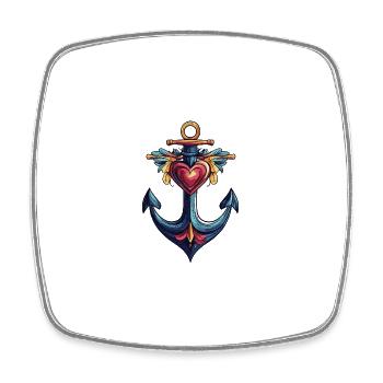 Anker Symbol Herz - Viereckiger Kühlschrankmagnet - Weiß - Vorne