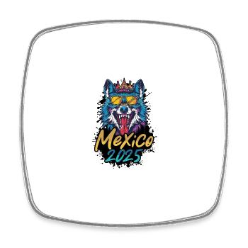 Mexiko 2025 Party Wolf - Viereckiger Kühlschrankmagnet - Weiß - Vorne