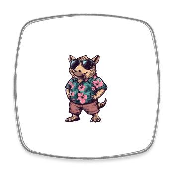 Armadillo Bande dessinée Holiday - Magnet carré - blanc - Devant