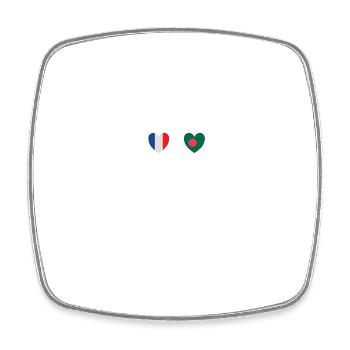 France and Bangladesh Bangladeshi flag - Square fridge magnet - white - Front