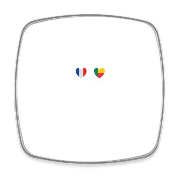 Drapeaux de la France et du Bénin au drapeau béninois - Magnet carré - blanc - Devant