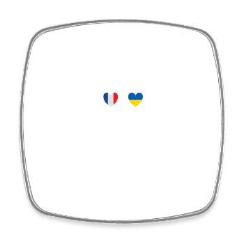 France and Ukraine Ukrainian flag flags - Square fridge magnet - white - Front
