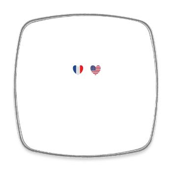 France and USA flag flags - Square fridge magnet - white - Front