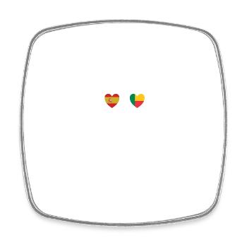 Spain and Benin Beninese flag flags - Square fridge magnet - white - Front