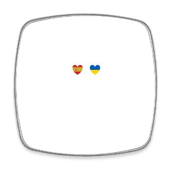 Spain and Ukraine Ukrainian flag Flags - Square fridge magnet - white - Front