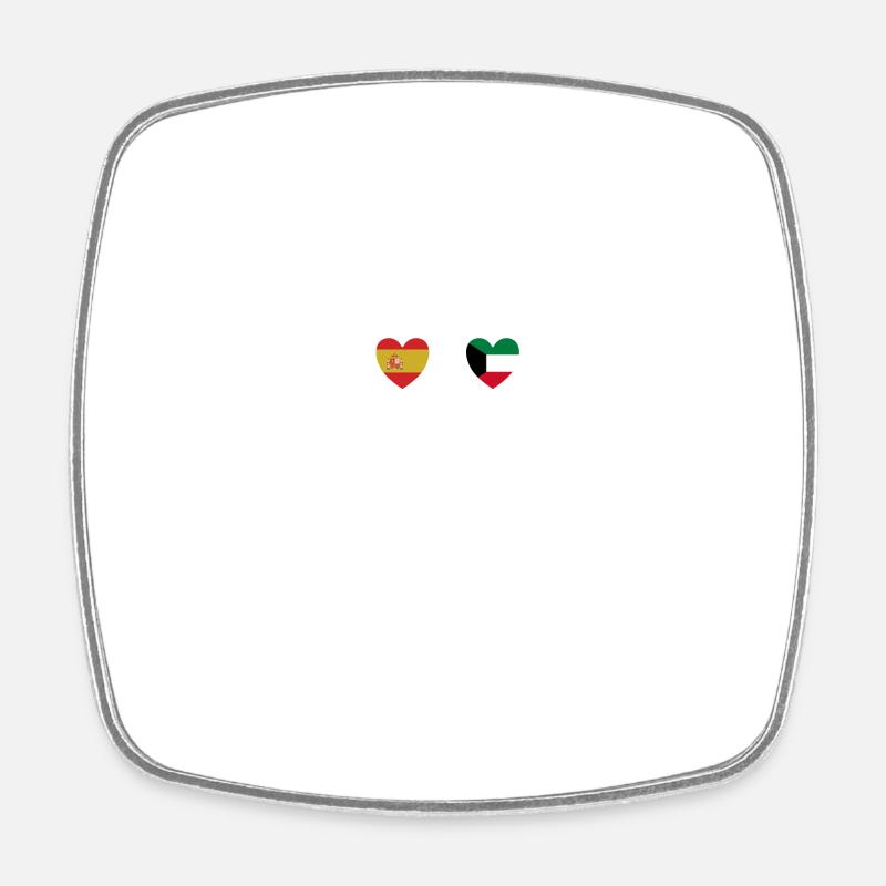 Spain and Kuwait Kuwait flag flags - Square fridge magnet - white