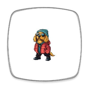Golden Retriever Dog Winter Funny - Square fridge magnet - white - Front