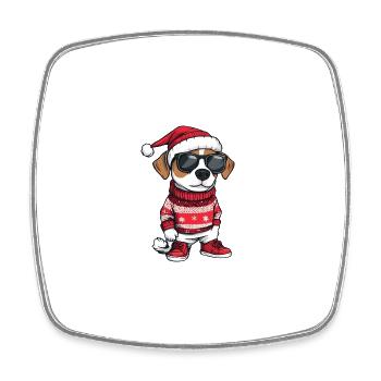 Jack Russel Terrier Dog Christmas Cool X-Mas - Square fridge magnet - white - Front