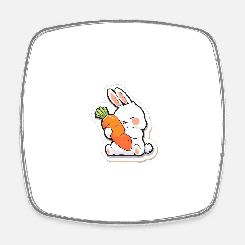 Playful bunny graffiti - Square fridge magnet - white
