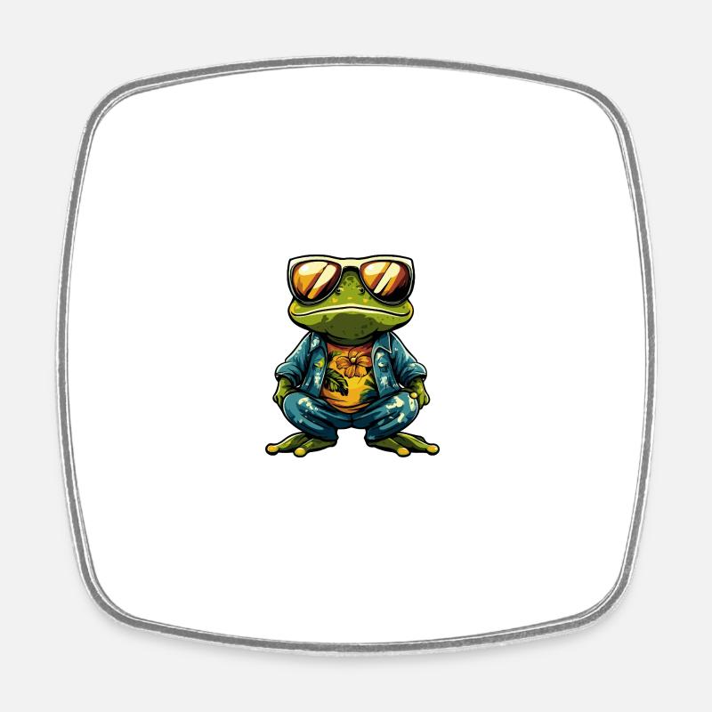 Frosch Cool Sommer - Viereckiger Kühlschrankmagnet - Weiß