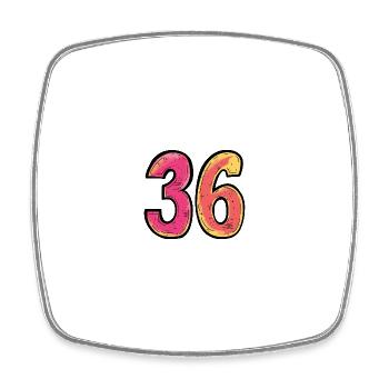 36 Number symbol - Square fridge magnet - white - Front