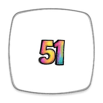 51 Zahl Symbol - Viereckiger Kühlschrankmagnet - Weiß - Vorne
