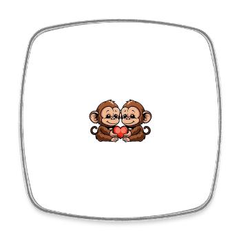 Singe Couple Coeur Saint Valentin - Magnet carré - blanc - Devant