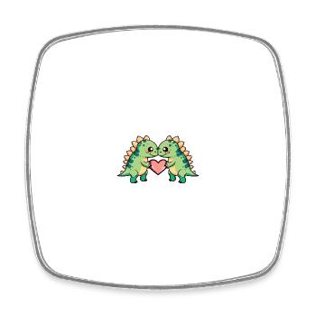 Dinosaur stegosaurus couple heart Valentine's Day - Square fridge magnet - white - Front