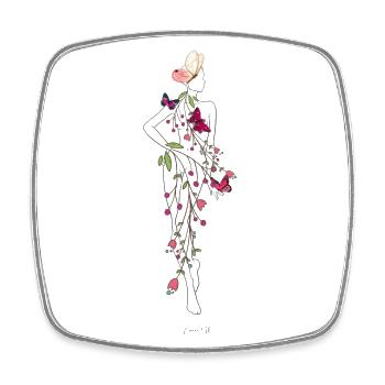 Nudity with skin flowers - Square fridge magnet - white - Front