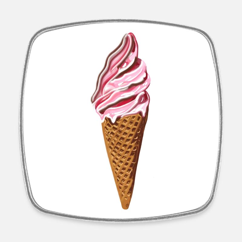 Ice cream cone - Square fridge magnet - white