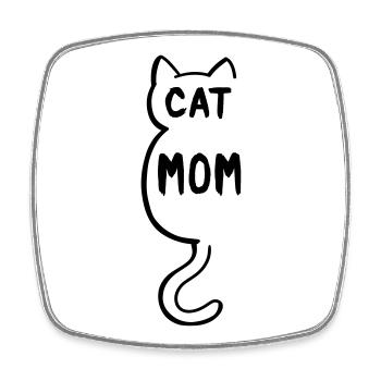 Cat Mom - Katzen Mama - Cartoon - Viereckiger Kühlschrankmagnet - Weiß - Vorne