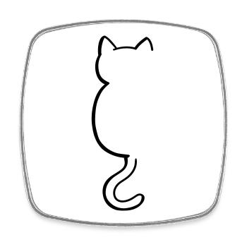 Cat silouette - Square fridge magnet - white - Front