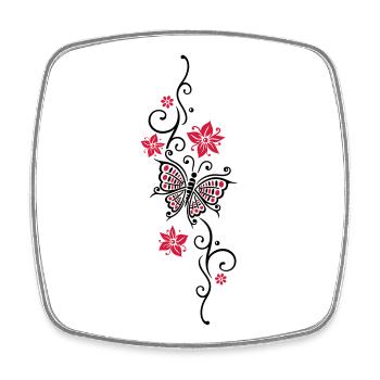 Floral tendril butterfly summer flowers flowers - Square fridge magnet - white - Front